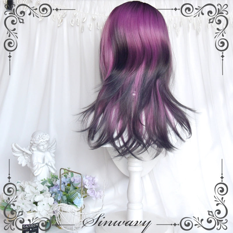 Y2K Gradient Purple Wig Mid-length Straight Wig 38886:605826