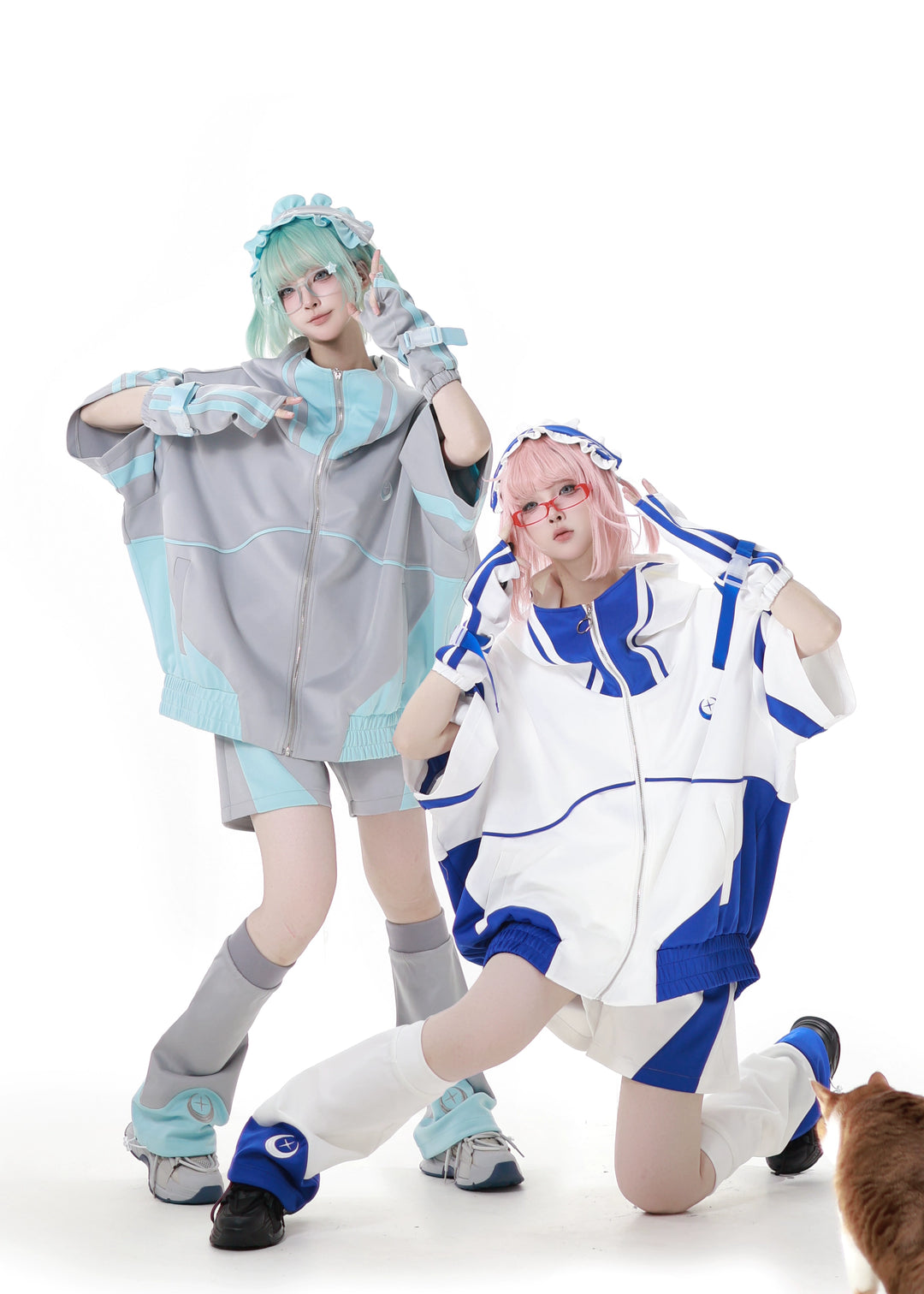 Oversized Short-Sleeved Jirai Kei Jacket Set with Shorts & Pants 42810:764213
