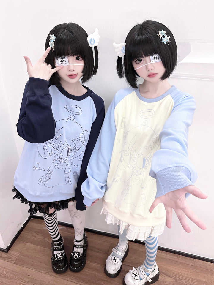 Kawaii Aesthetic Sweatshirt Anime Pattern Hoodie 33996:474340 33996:474340