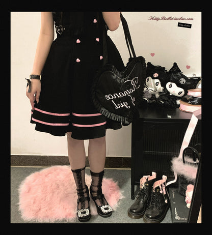Jirai Kei Skirt Sweet Solid Color Strap Skirt 29540:487240