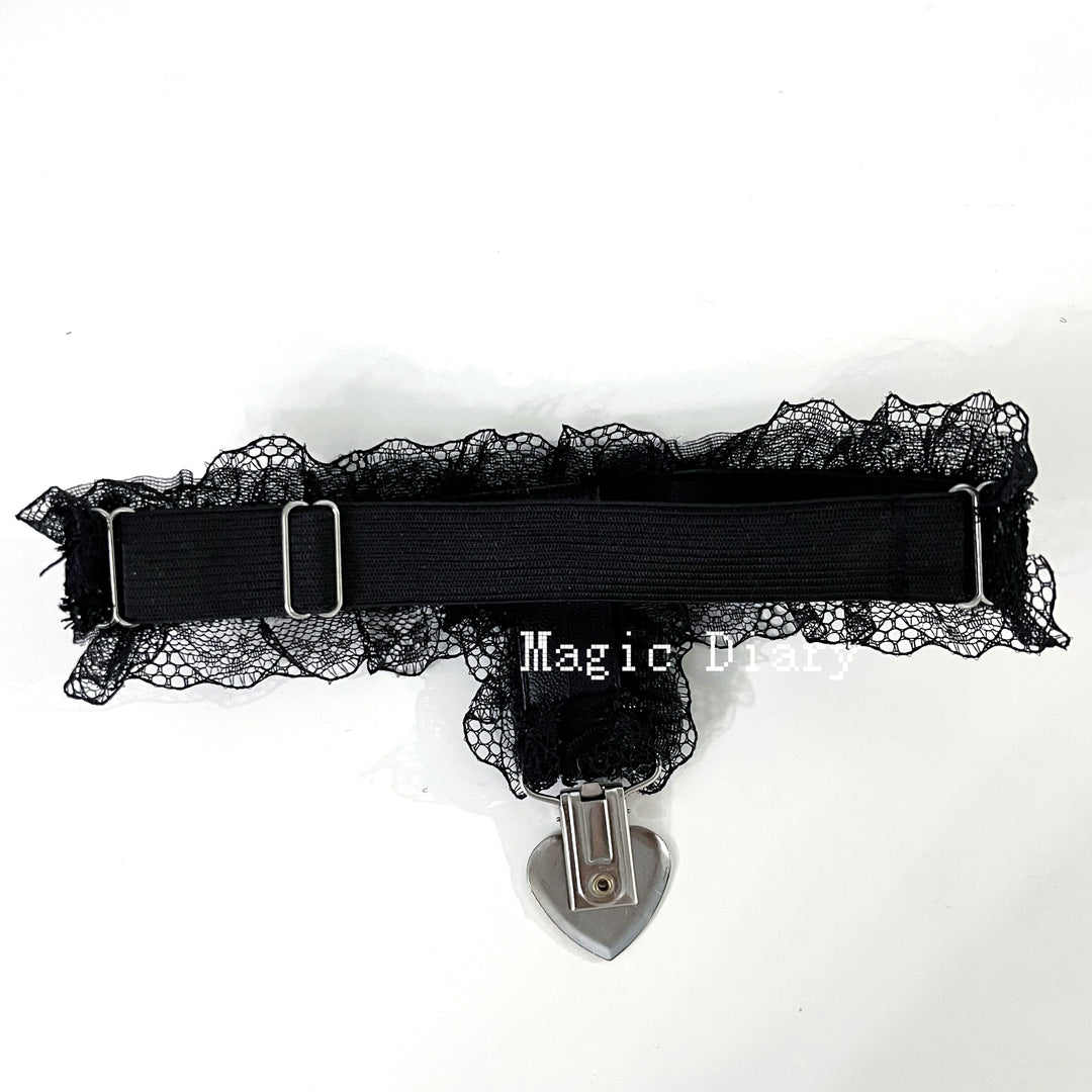 Jirai Kei Lace Garter with Heart Cross Accent & Clip 43032:762446