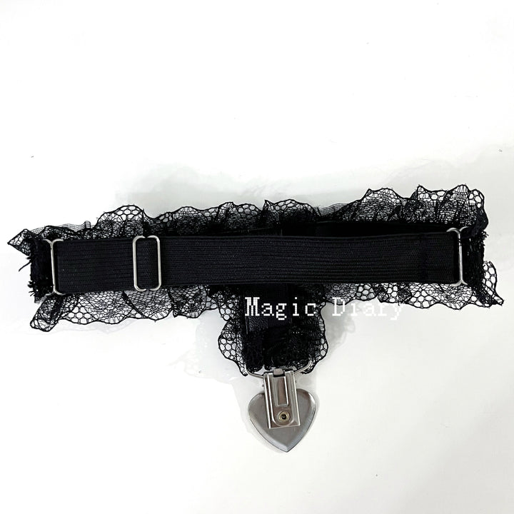 Jirai Kei Lace Garter with Heart Cross Accent & Clip 43032:762446