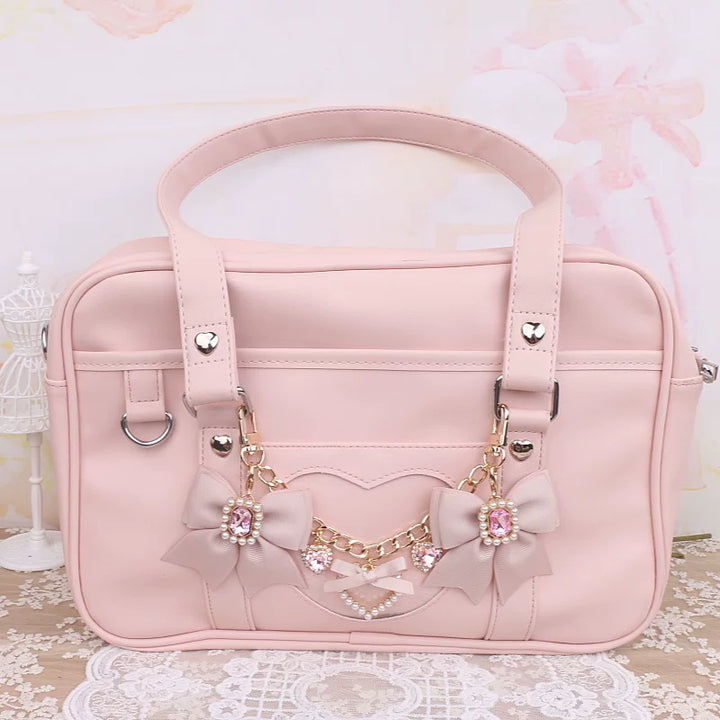 Ryousangata Bag Chain & Bow Charm, Heart-Shaped Rhinestone 45075:839477