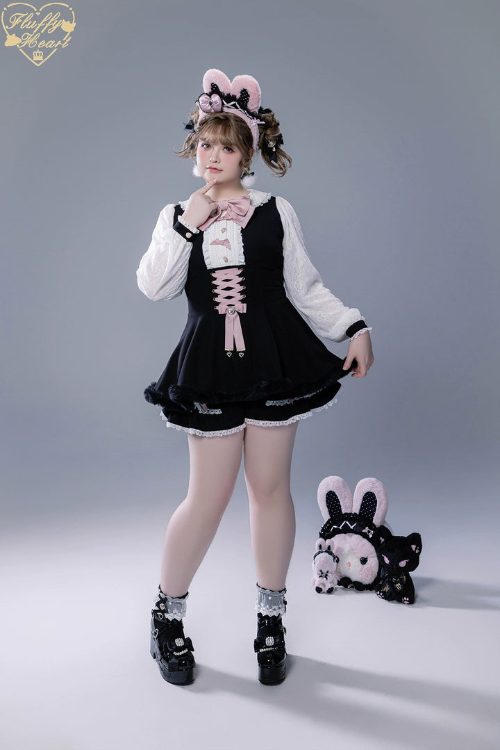 IP Collab Jirai Kei Dress Set, Detachable Fluffy Cape 44146:798045