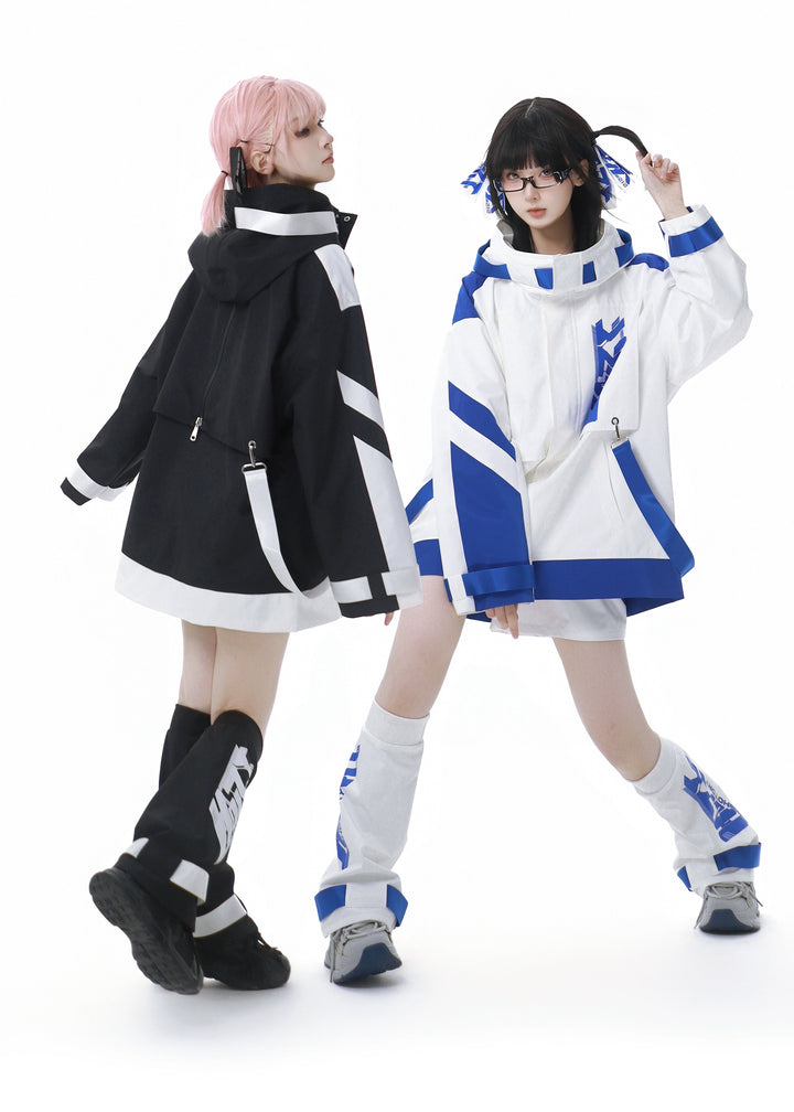 Jirai Kei Outfits Tenshi Kaiwai Hooded Jacket Shorts Set 40084:654366