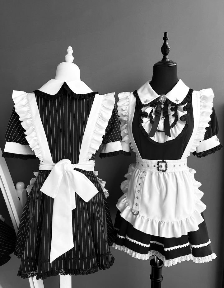 Maid Style Jirai Kei Dress Set, Pocketed Shorts + Apron 43439:778398