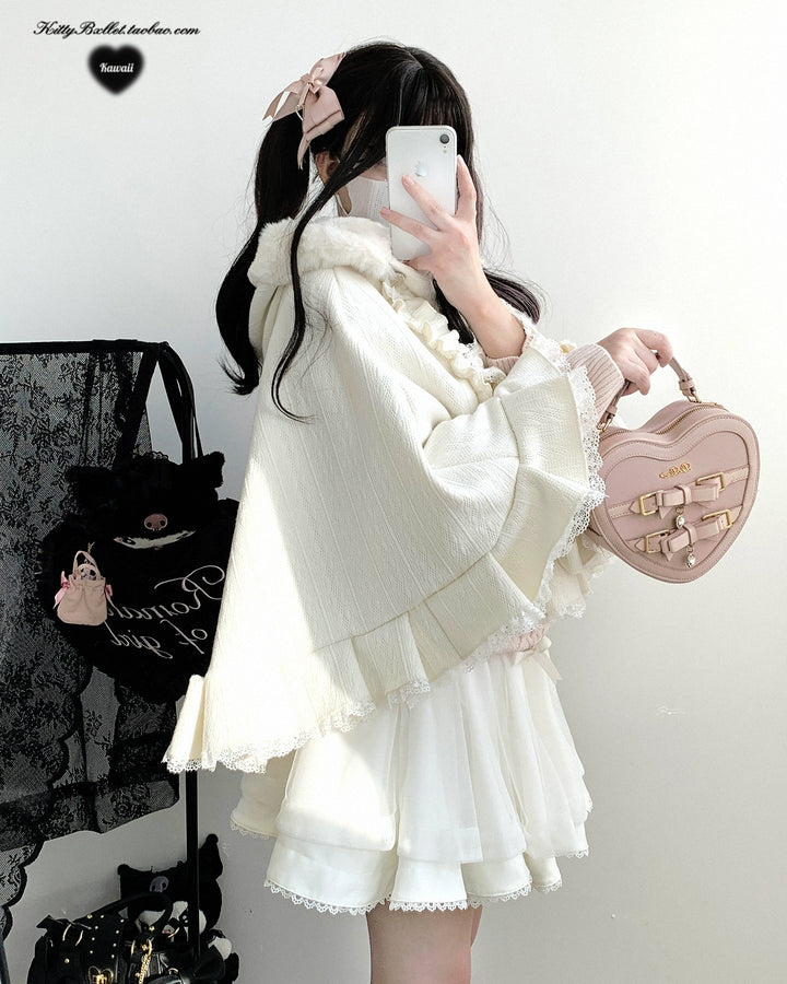 Sweet Style Winter Hooded Cape, Heart Rhinestone 42542:783460