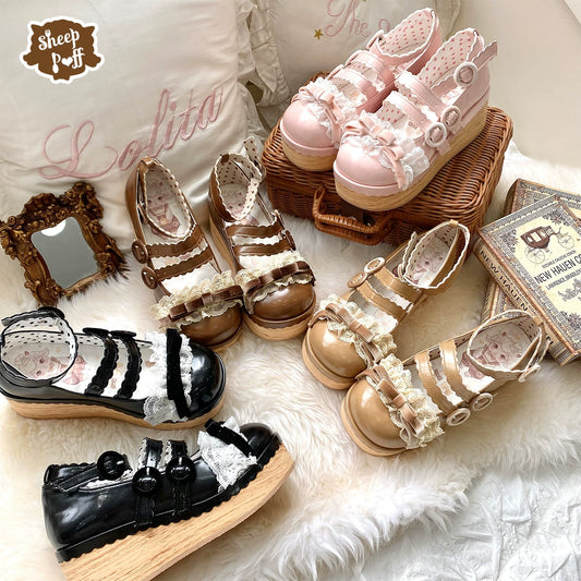 Jirai Kei Lolita Shoes Multicolored Thick-soled Muffin Shoes 22034:362470