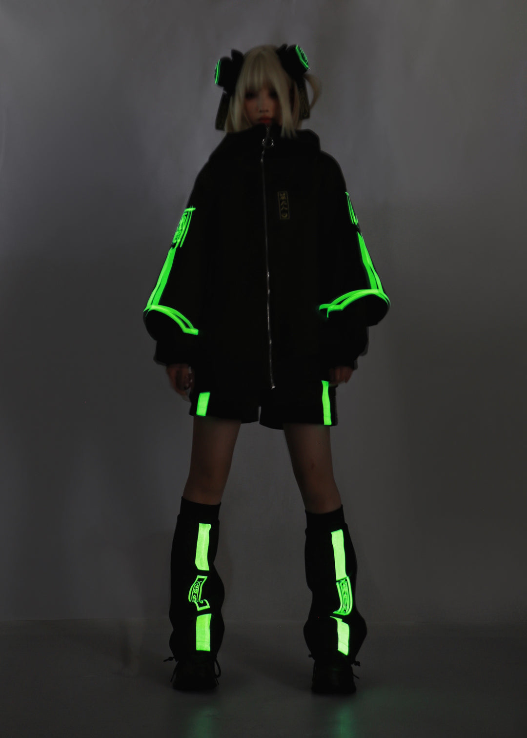 Jirai Kei Coat Black Yellow Plus Size Sports Set Night Glow Edition 29698:358478 29698:358478