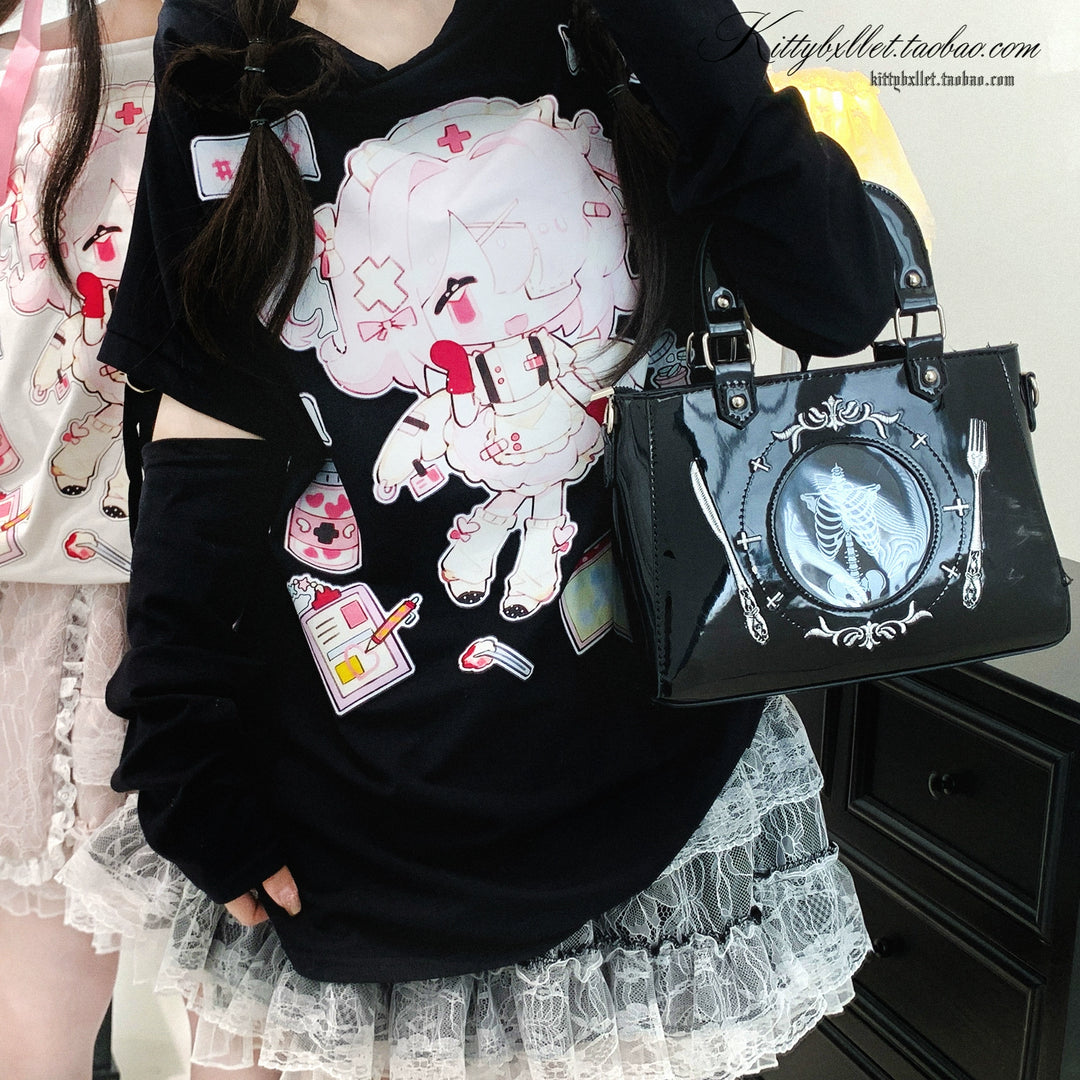 Subculture One Shoulder T-shirt, Detachable Sleeves 43694:783495