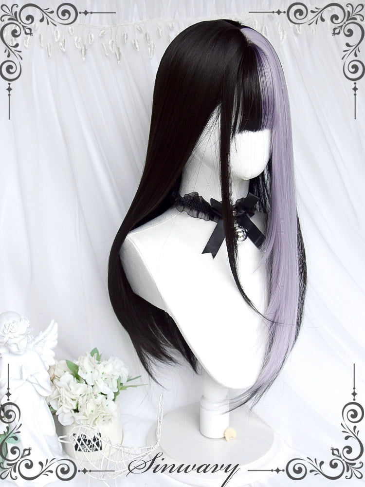 Jirai Kei Lolita Black And Purple Long Straight Wig 22038:318320