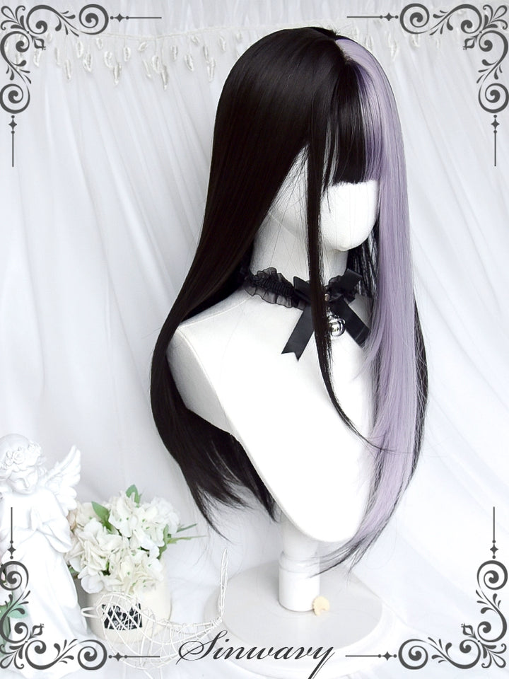 Jirai Kei Lolita Black And Purple Long Straight Wig 22038:318320 22038:318320