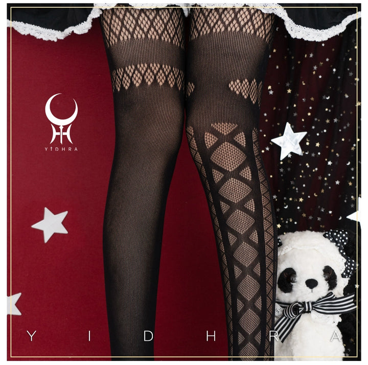 Lolita Black White Stocking Halloween Gothic Mesh Stockings 32136:381870 32136:381870