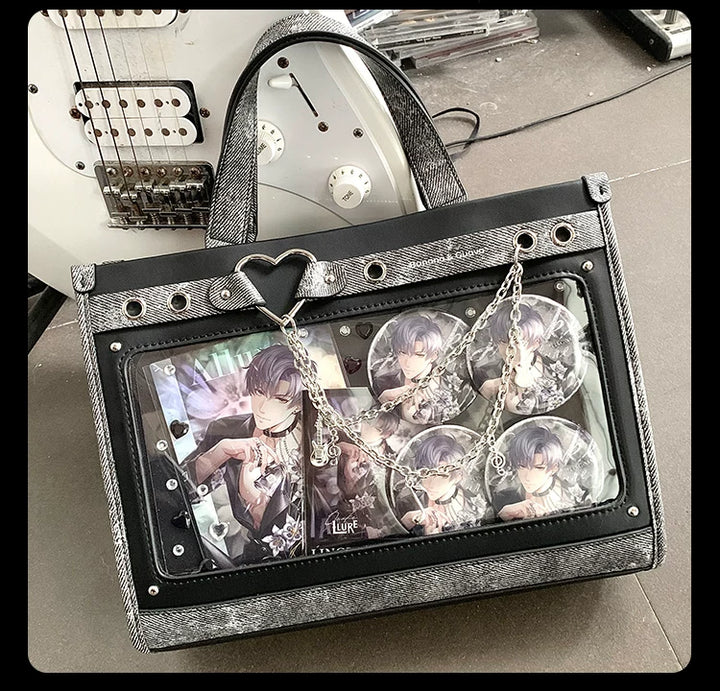 Japanese-Style Boxy Shape Ita Bag, Detachable Chain 45417:847839