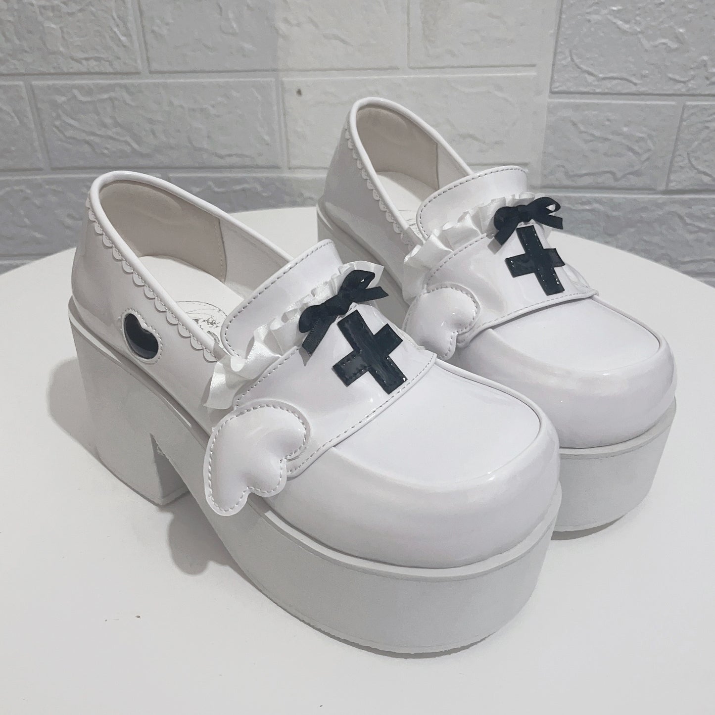 Jirai Kei Red Gingham Platform High-Top Lace-Up Boots with Star Buckle