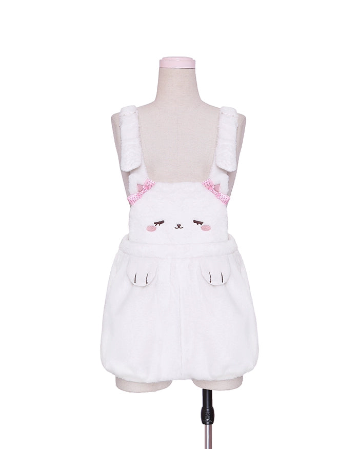 Kawaii Fashion Fluffy Bunny Bear Overalls Hoodie Bear Bag (M S) 22628:333476