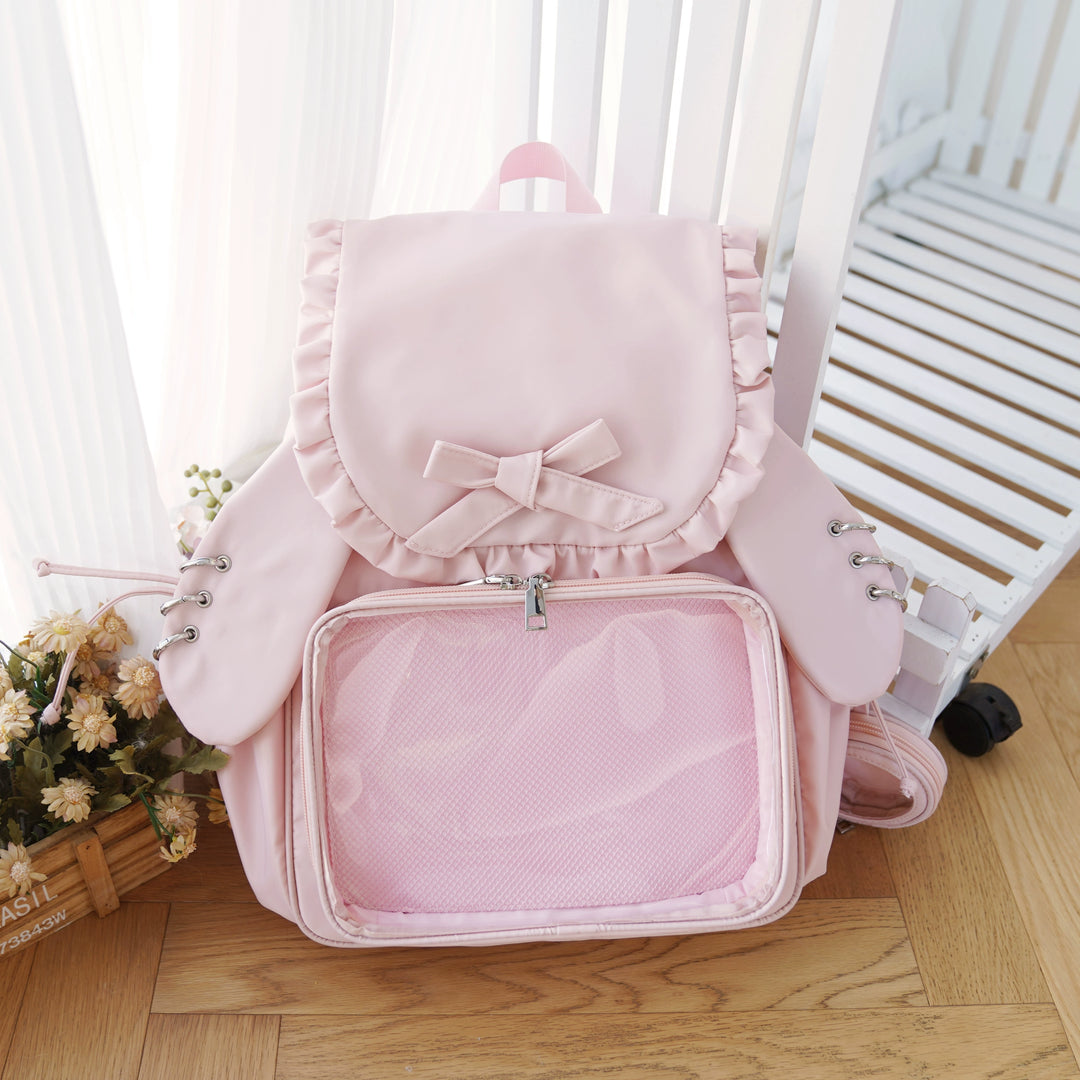 Kawaii Itabag Dual-Shoulder Backpack Bunny Ear Bag (Pink) 40110:670296