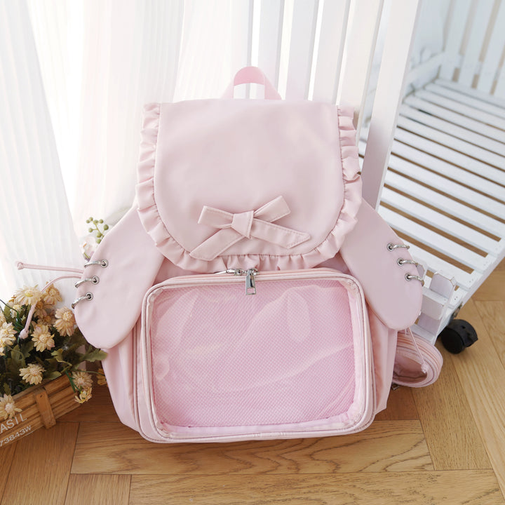 Kawaii Itabag Dual-Shoulder Backpack Bunny Ear Bag (Pink) 40110:670296