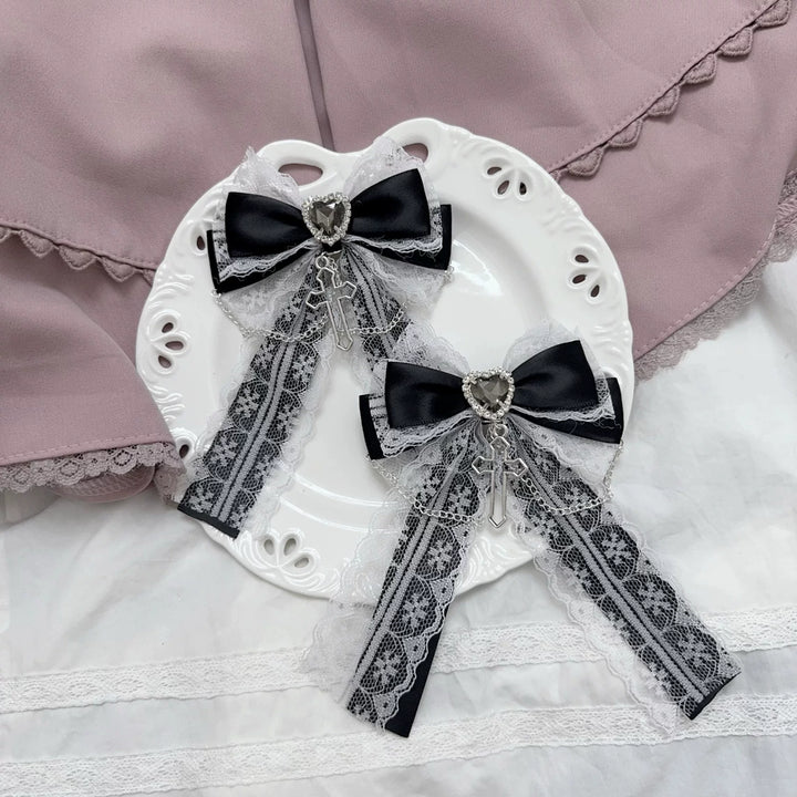 Ryousangata Lace Bow Hair Clip, Cross Pendant 45526:852285