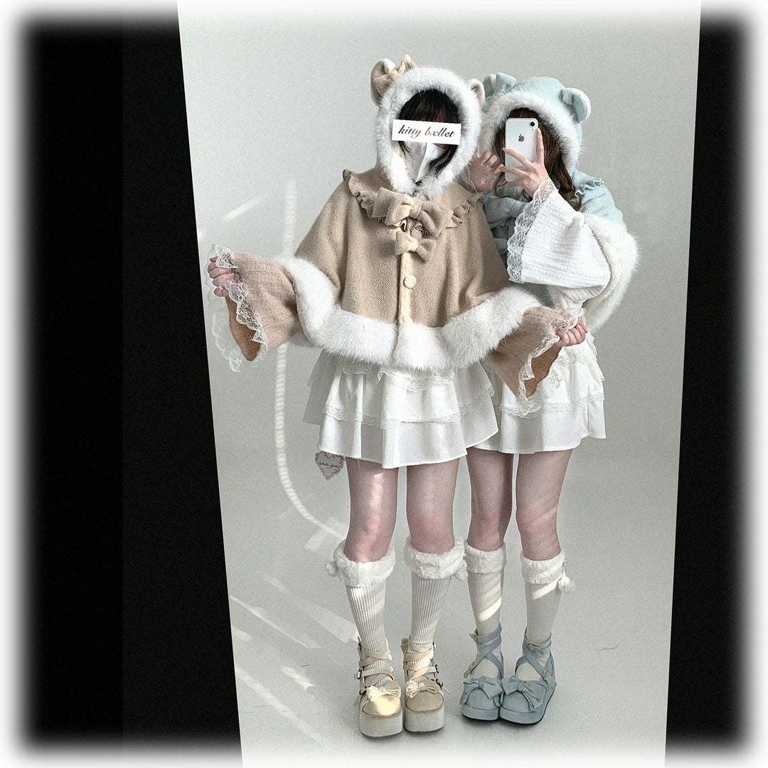 Cat-Ear Hooded Cape, Detachable Bows 44472:810554