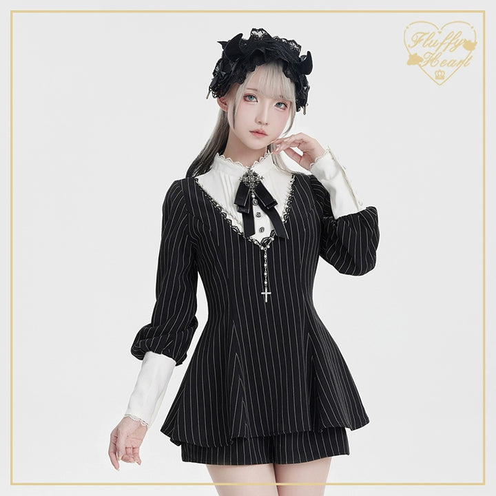 Jirai Kei Set Nun Dress Mutton Sleeve Blouse And Shorts 39042:610078