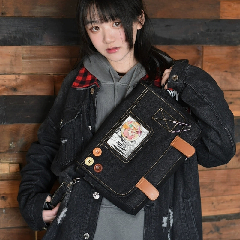 Kawaii Itabag Denim Crossbody Bag Large Capacity Handbag 37050:551672