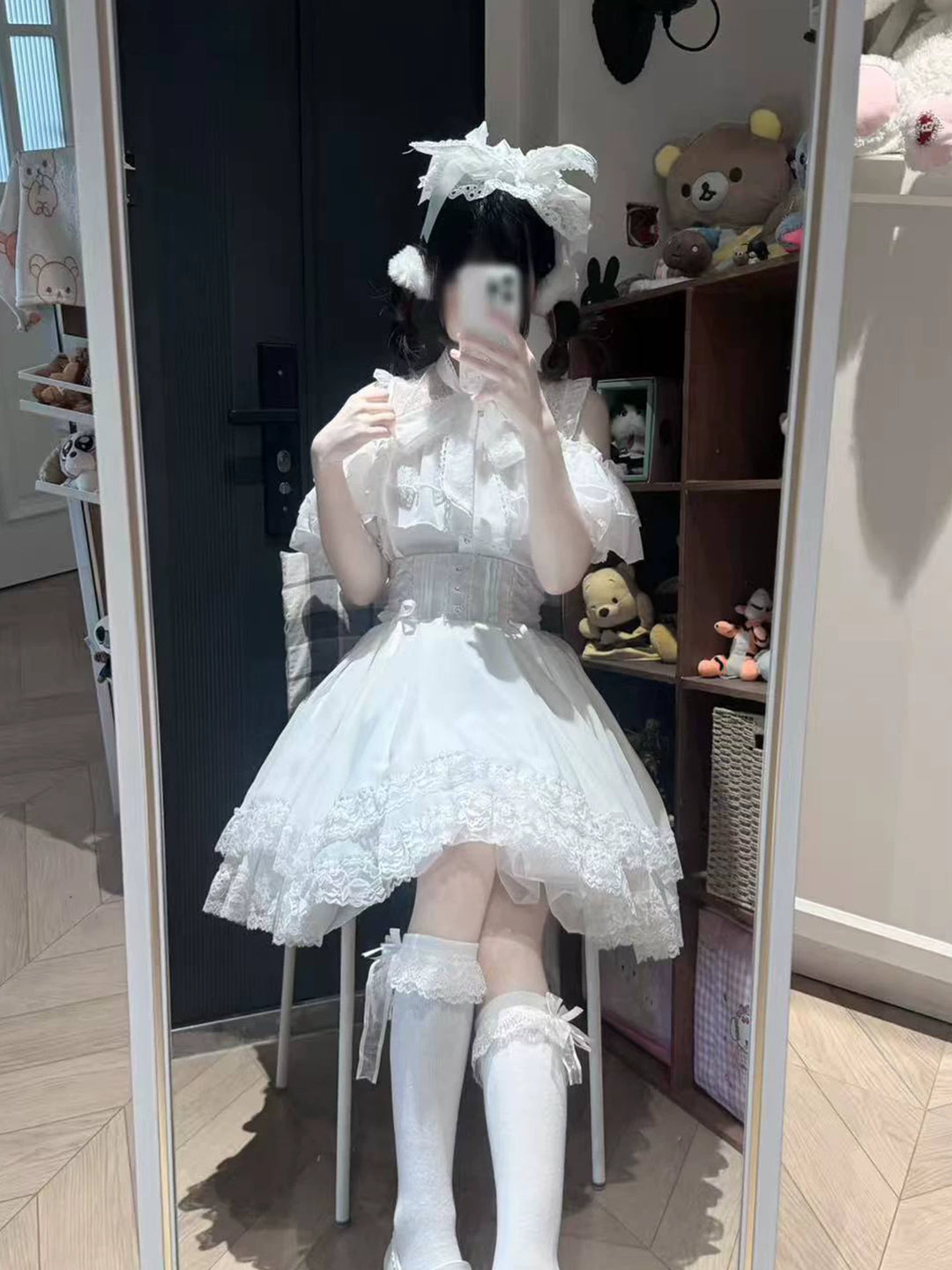 Summer Jirai Kei Outfit, Chest Lace Flounce Hem 45699:858955