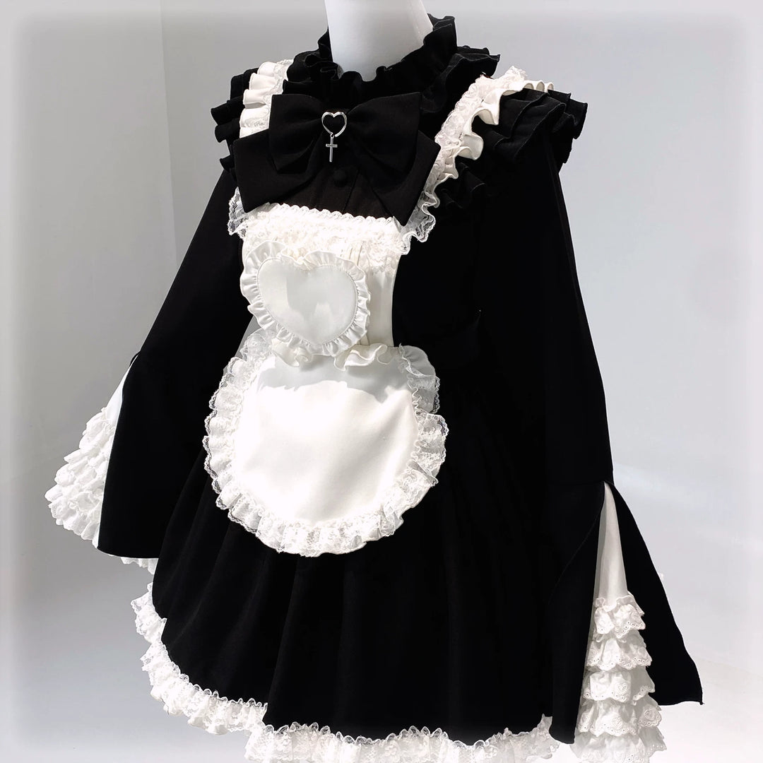 Maid-Inspired Dress Outfit, Detachable Apron 44427:807849