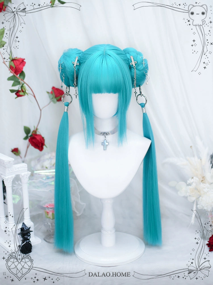 Lolita Wig Anime Wig Short Straight Hairpiece With Natural Ponytail 35882:505856 35882:505856