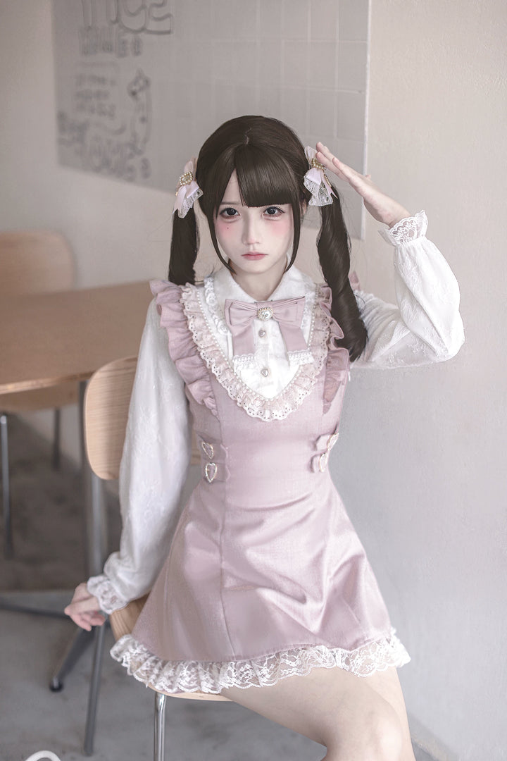 Pink Ryousangata Set Up, Waist-cinching Dress 44923:828681