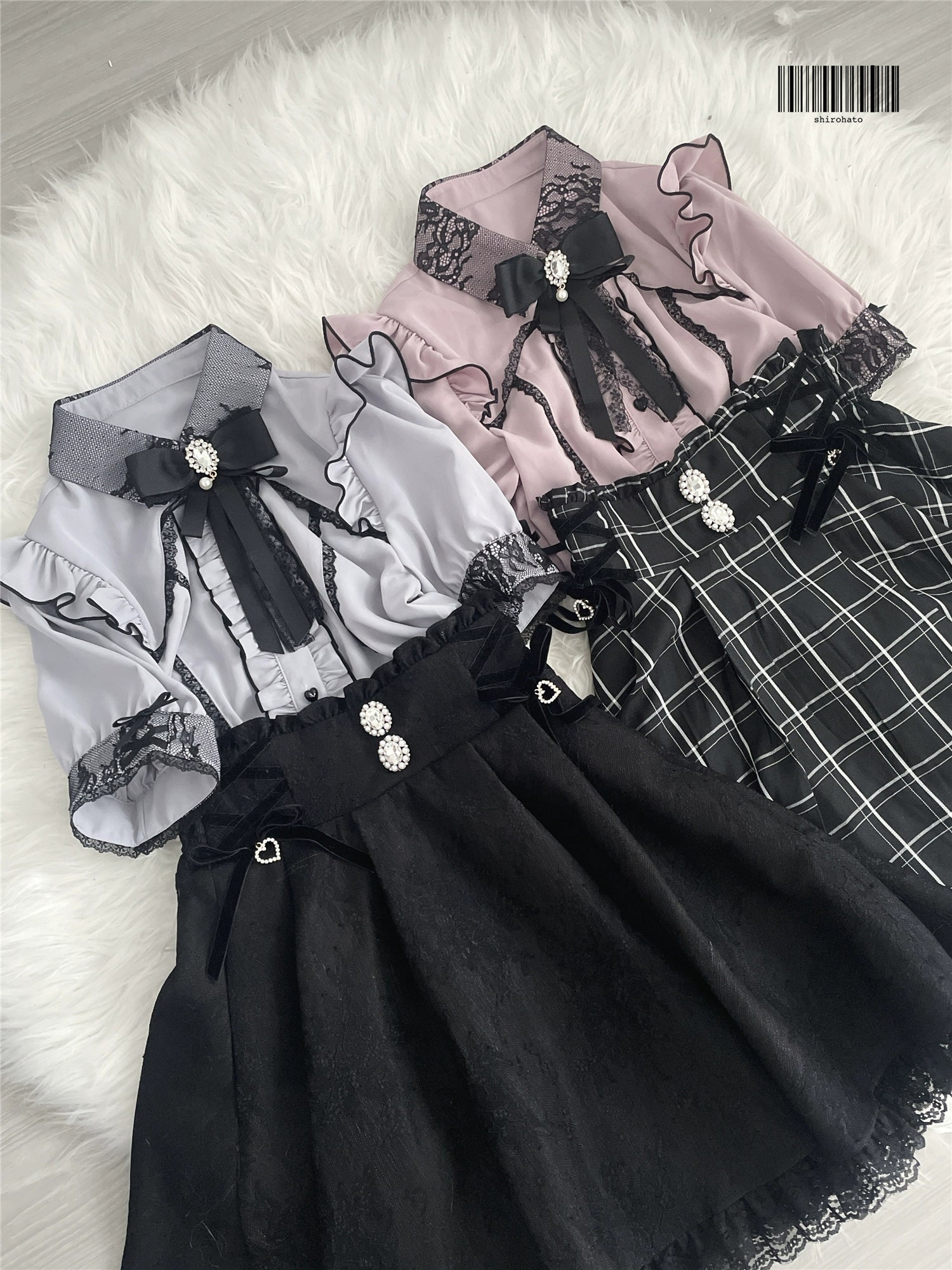 Jirai Kei Blouse Multi-Color Shirt Lace Puff Sleeves TOP 37278:553936