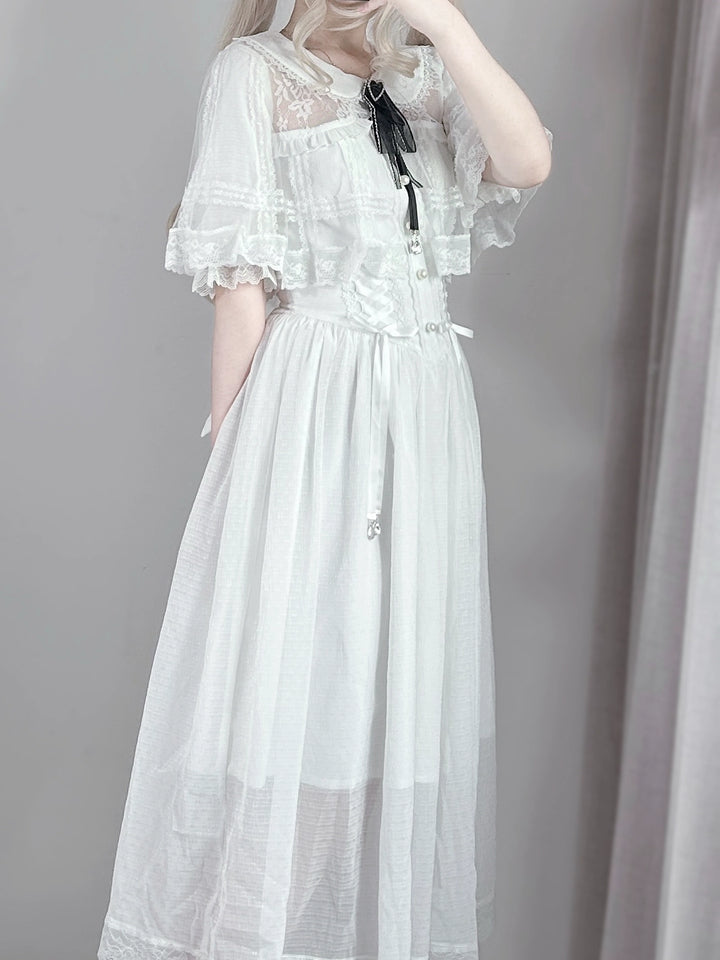 Ankle-length Seiso Kei Dress, Cape Design 43786:785310