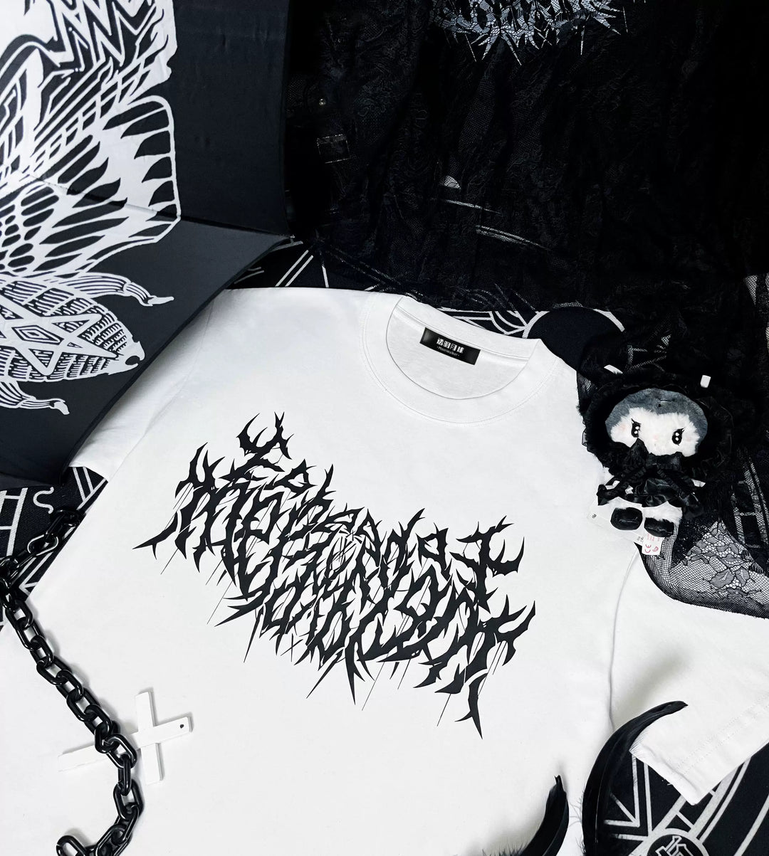 Gothic Cotton T-Shirt, Street-Style Print (L S) 44219:816361