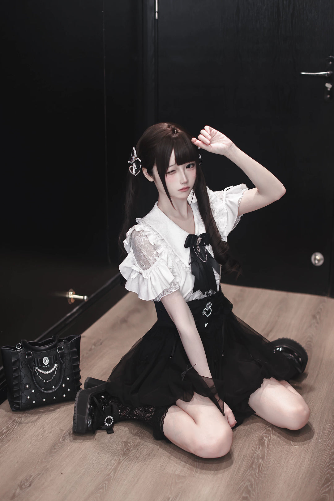 Jirai Kei Bubble Skirt, Rhinestone and Bows 45192:841904