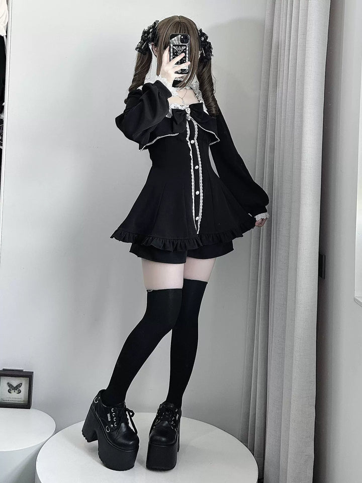 Jirai Kei Long Sleeves Dress, Pocketed Shorts 44197:808138