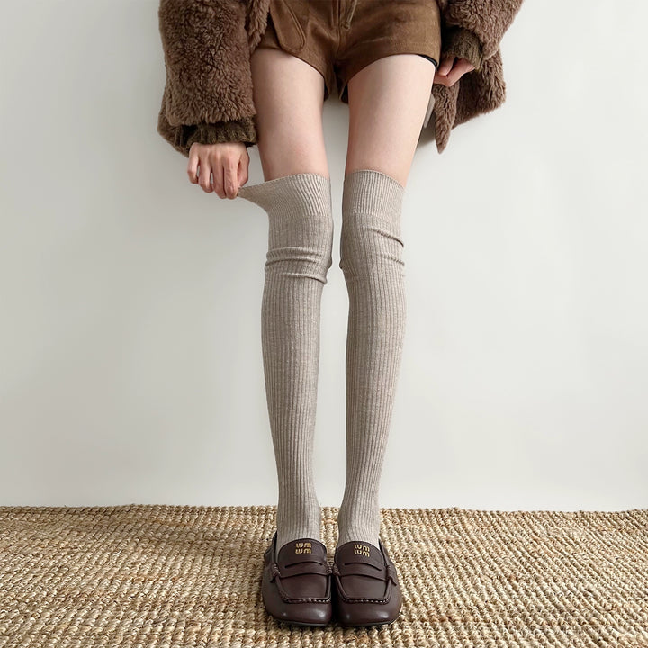 Japanese Style Solid Socks, Calf and Over-knee Styles 44076:795783