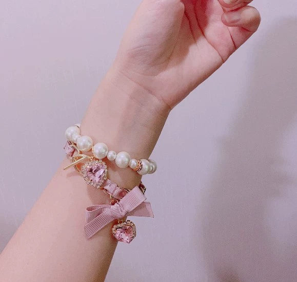 Jirai Kei Bracelets Pearl Hand Chain Double-layer Bracelets 38108:583106