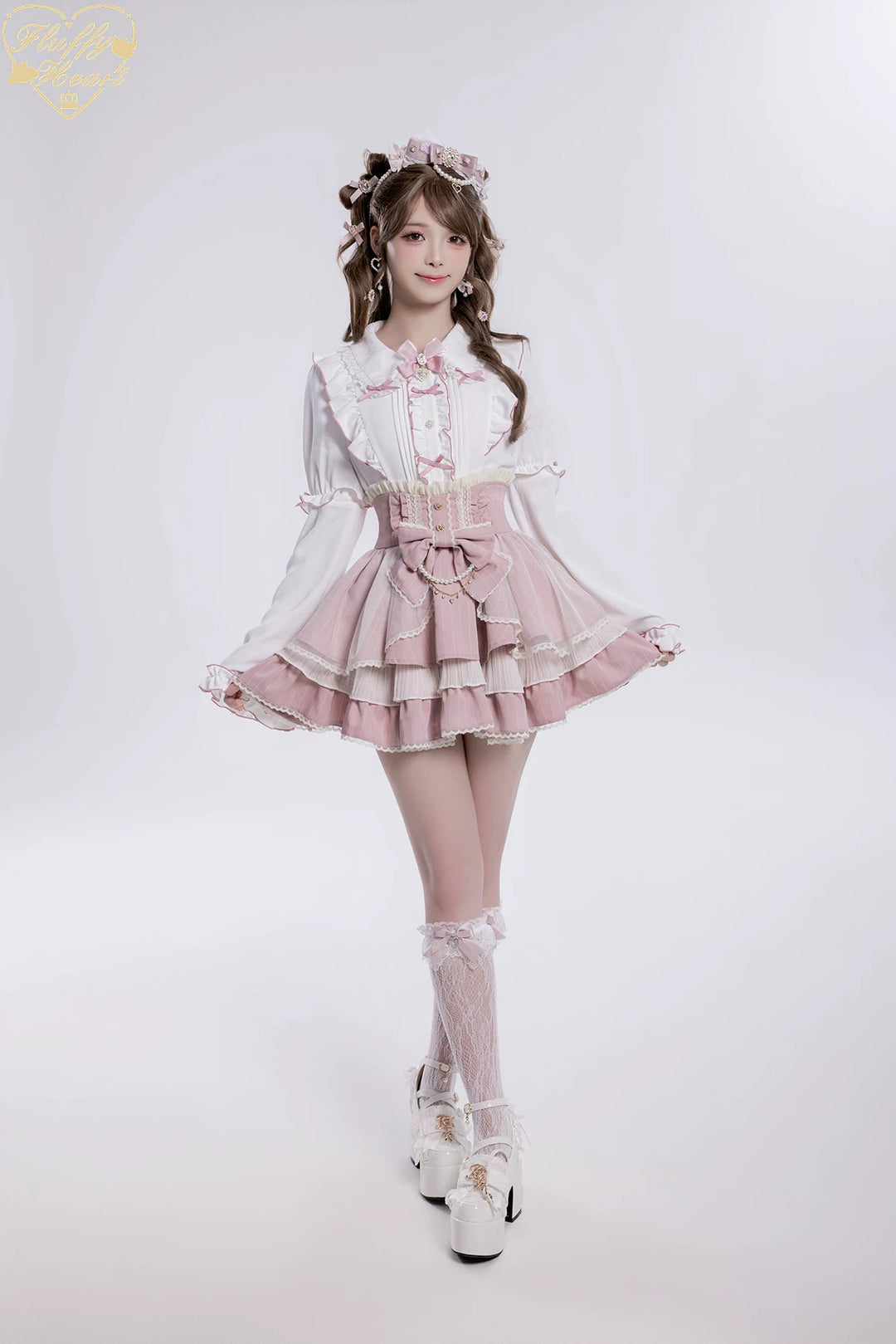 Jirai Kei Lace Collar Blouse, Detachable Sleeves 45226:842196