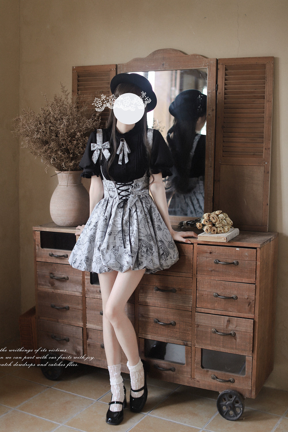 Classic Lolita Bust-supporting Bud Skirt & Solid Shirt & Bow 42921:757823