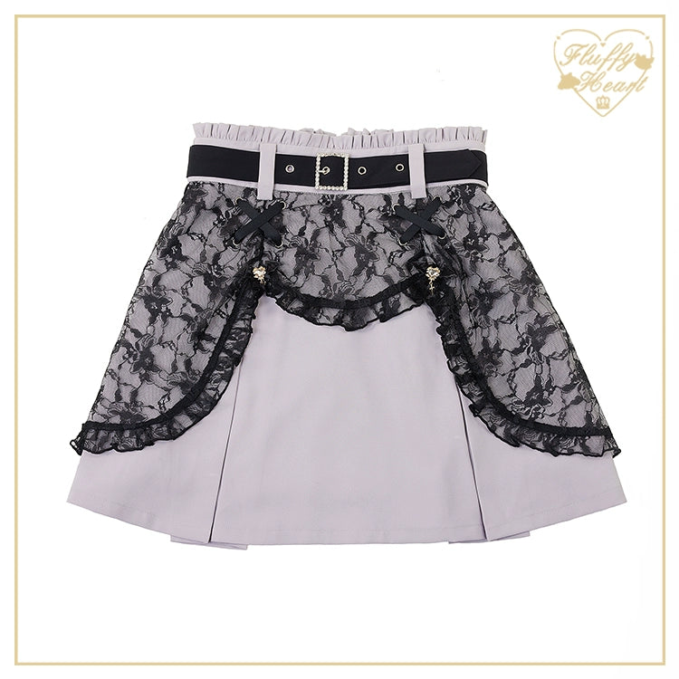 Jirai Kei Black Purple Skirt With Double Layer (L S) 21940:350848 (L S) 21940:350848