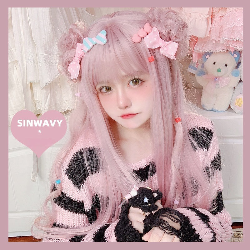 Kawaii Straight Wig with Blunt Bangs Pink Gold Brown 21880:318276 21880:318276