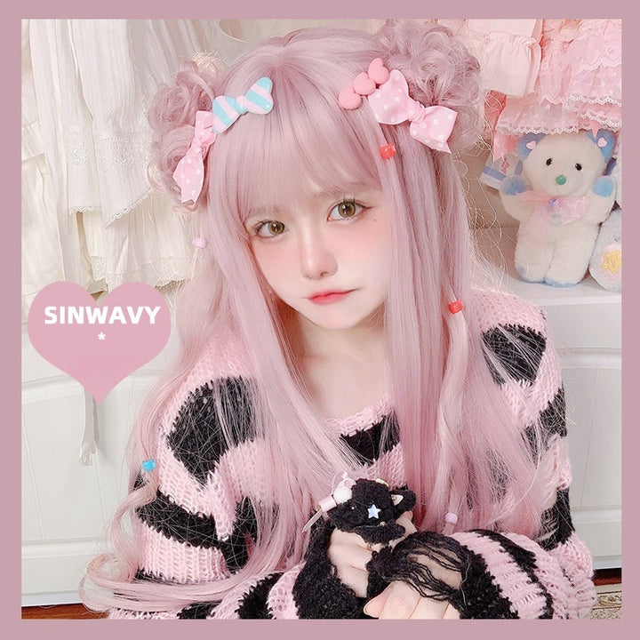 Kawaii Straight Wig with Blunt Bangs Pink Gold Brown 21880:318276