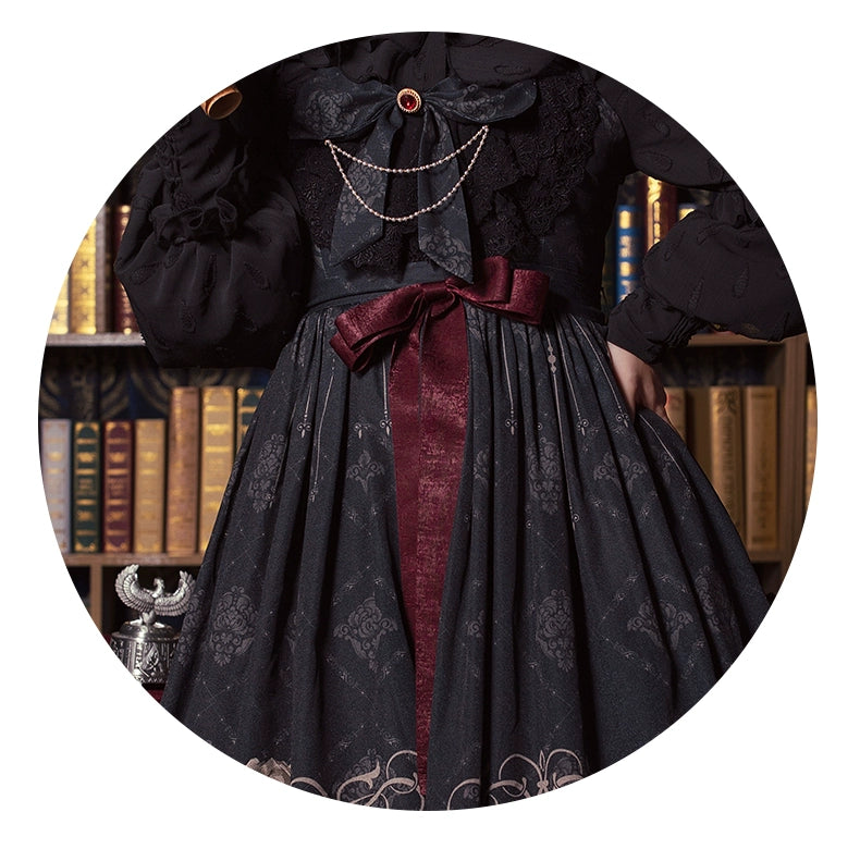 Gothic Lolita Dress With Birdcage Print Black Lolita Dress 35534:495468