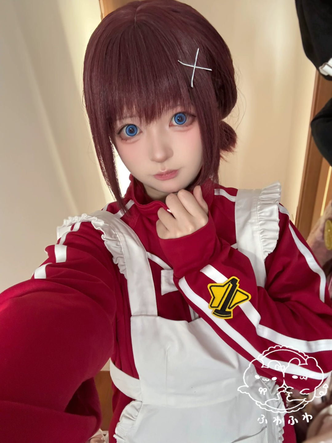 Red Jersey Outfit, Sporty Jacket & Elastic Waist Pants 44860:827129