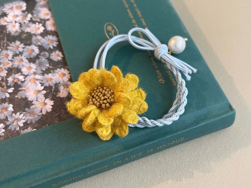 Japanese Hair Tie Handmade Sunflower Bow Scrunchy 28944:332912 28944:332912