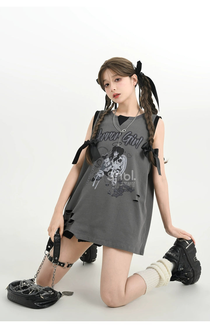 Y2K T-shirt Anime Print Gyaru Fashion Tank Top Cotton 35904:560118