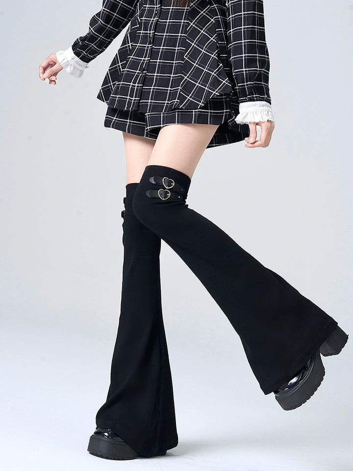 Plus Size Y2K Leg Warmers, Buckle Accent (M) 42252:733576