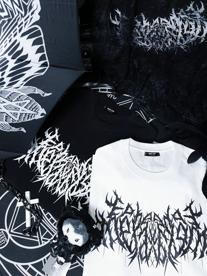 Gothic Cotton T-Shirt, Street-Style Print 44219:816364
