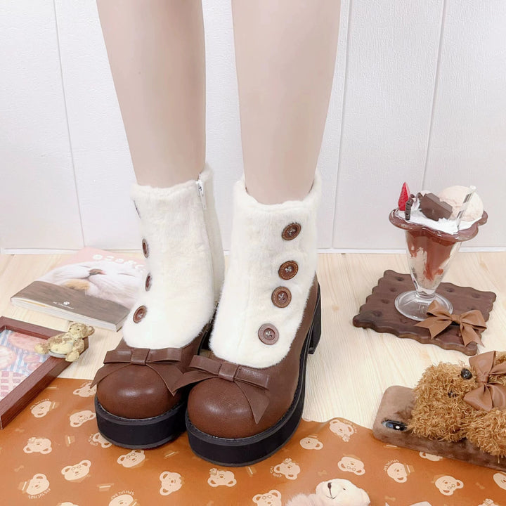 Lolita Boots Sock Mary Jane Shoes Low Heel Shoes Black Brown 32654:408108