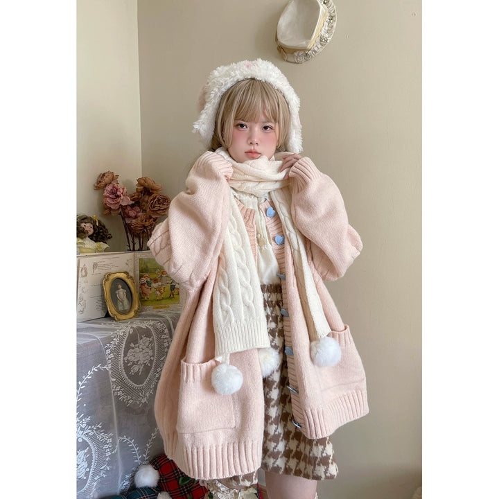 Kawaii Scarf Knitted Neck Warmer With Cute Ball 39340:620248